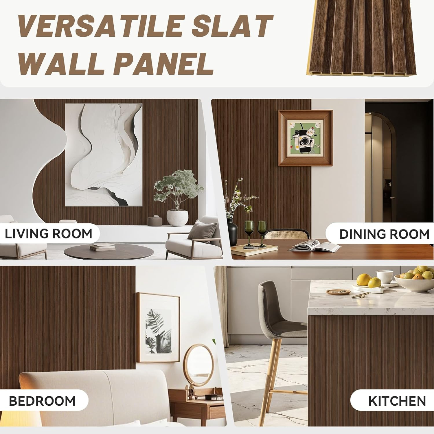 8-Pack 3D Walnut WPC Slat Wall Panels for Stylish Interior Decor