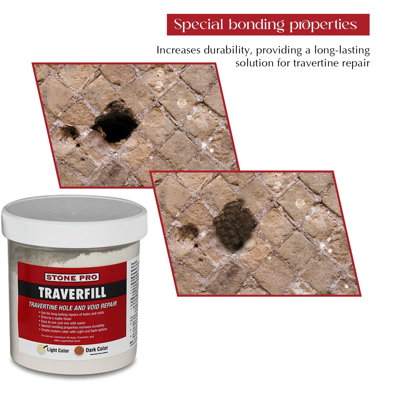 StonePro Traverfill – Travertine Repair – Fills 1 Pound (Pack of 1), Cream