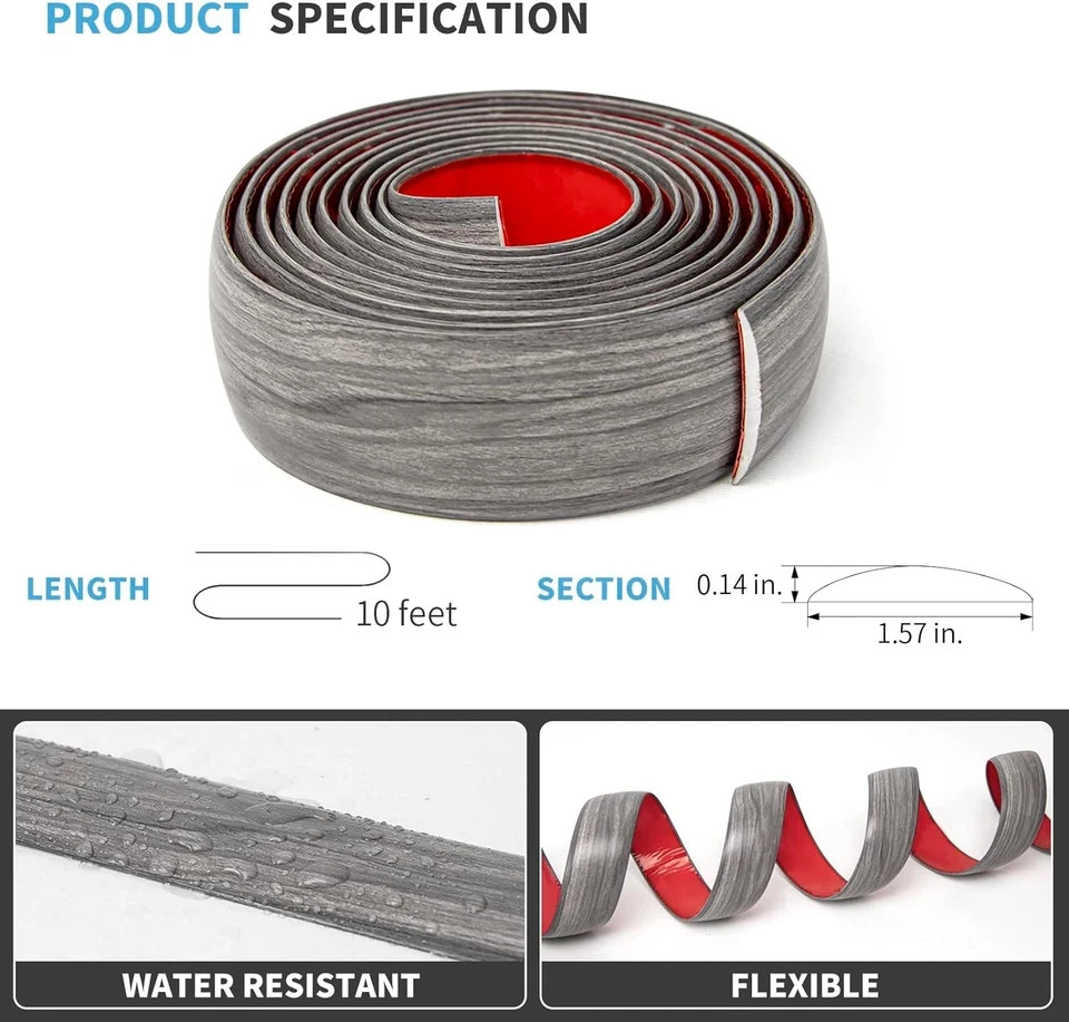 Self Adhesive Vinyl Strip for Joining Floor Gaps, Carpet Thresholds – 10 FT, 1.5