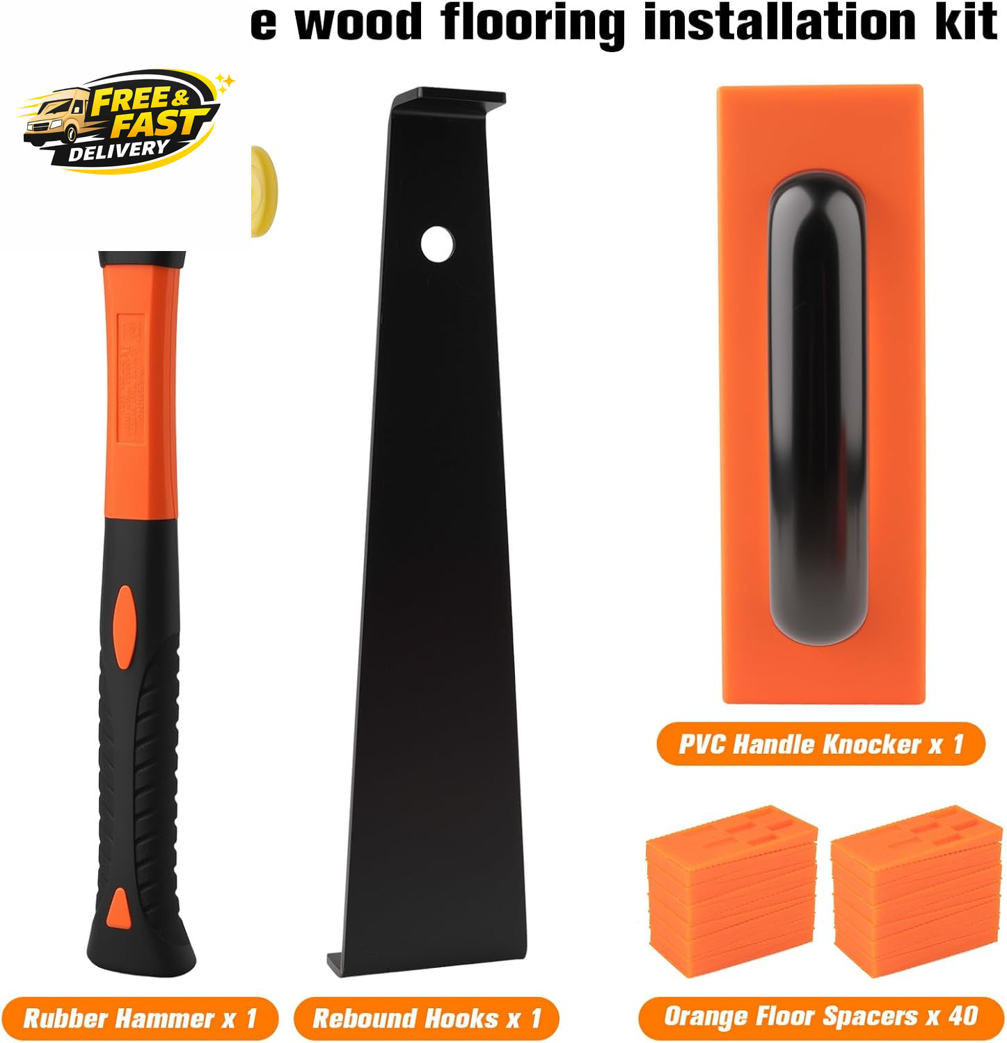 43-Piece Laminate Flooring Tools with Sturdy Double-Ended Hammer, Steel Return H