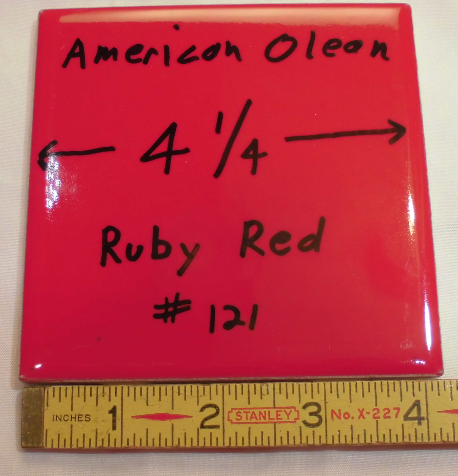1 pc. Gloss Ruby Red: Ceramic Tile by American Olean 4-1/4″ Brilliant Color, NEW