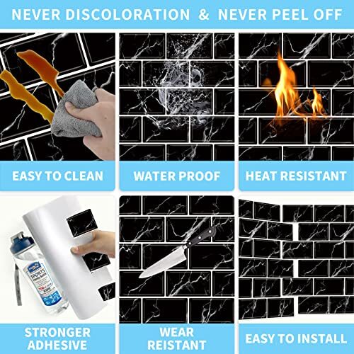 Backsplash Tile for Kitchen Peel & Stick12″x12″Self Adhesive Wall Tiles,10-Sheet