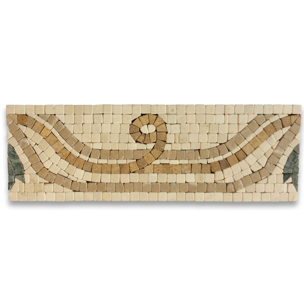 B4685T Marble Mosaic Border Listello Accent Tile Leaf Verde 4×12 Tumbled