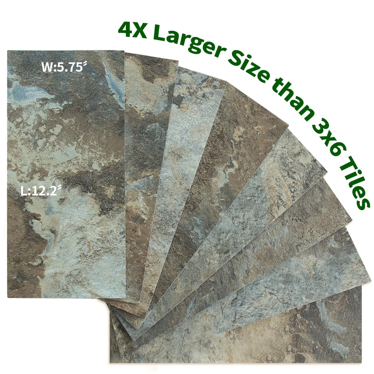 20-Piece Beige & Brown Slate Peel and Stick Backsplash Wall Tiles, 6″ x 12″ P…
