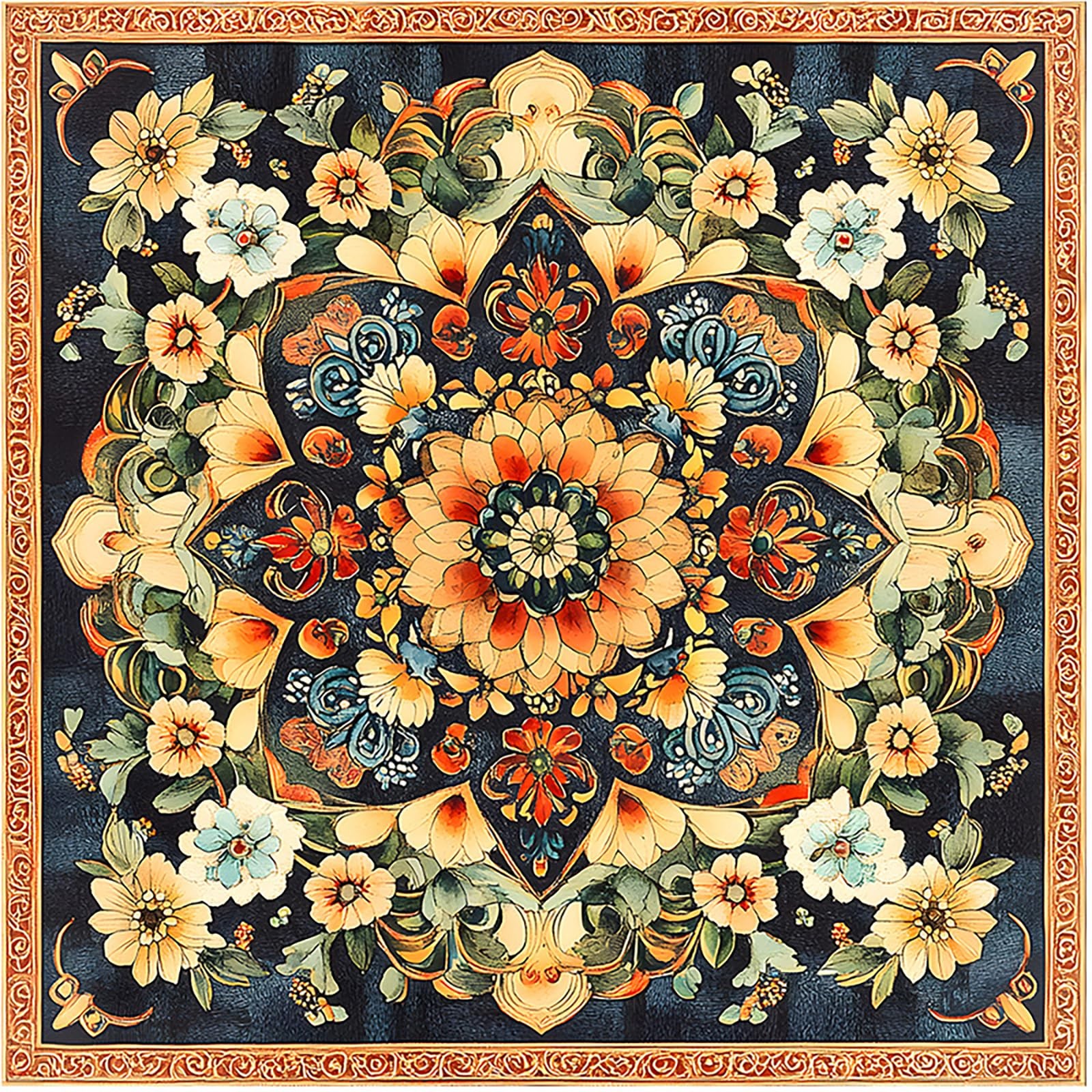 10 Pack Peel Stick Vinyl Floor Tiles 11.8×11.8 Inch Mandala Floral Pattern