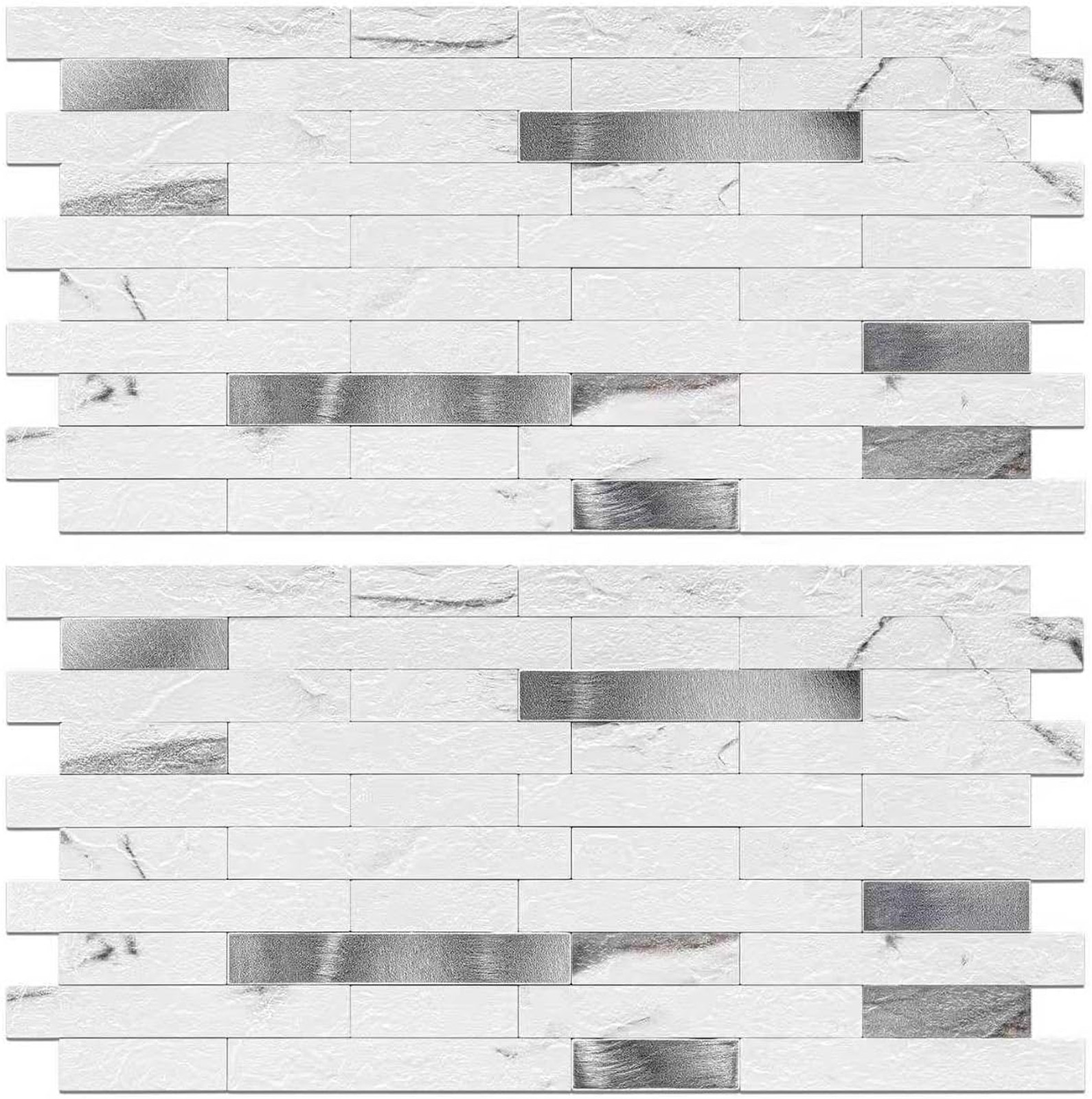 Peel and Stick Backsplash Tile Waterproof PVC Wall Sticker 3D Faux Stone Marble