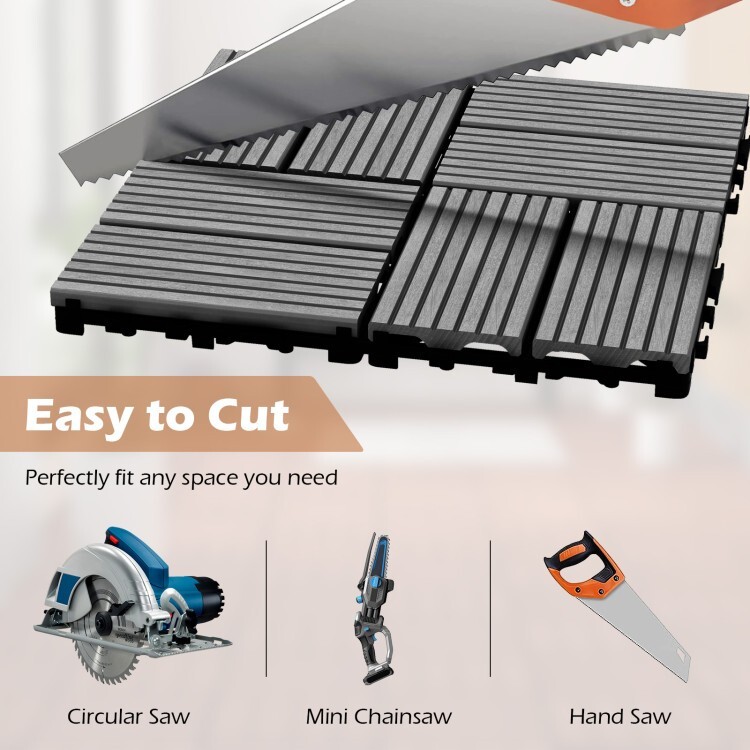 18PCS Interlocking Waterproof Patio Outdoor Garden Flooring Decking Tiles 12×12″