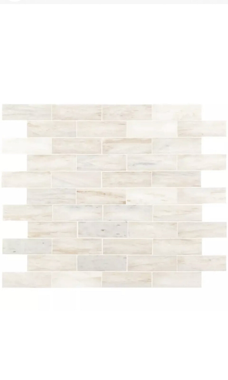 6x Angora Subway 11.81 in X 11.81 In. X 10 Mm Polished Marble Mosaic Tile 5.82SF