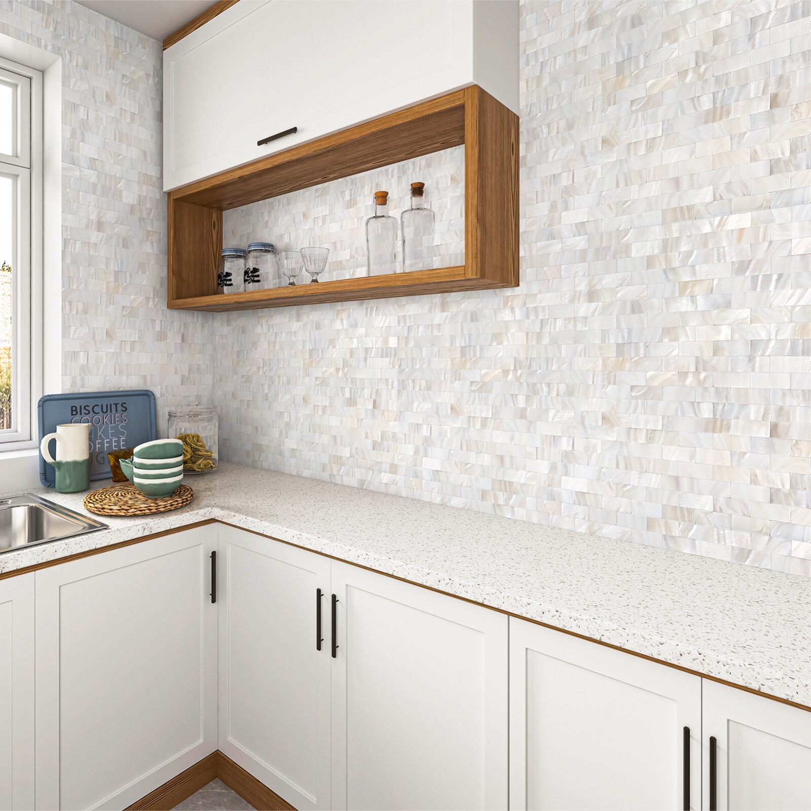 Mother of Pearl Shell Mosaic Tile for Kitchen Backsplash/Bathroom Tile, 6sheets