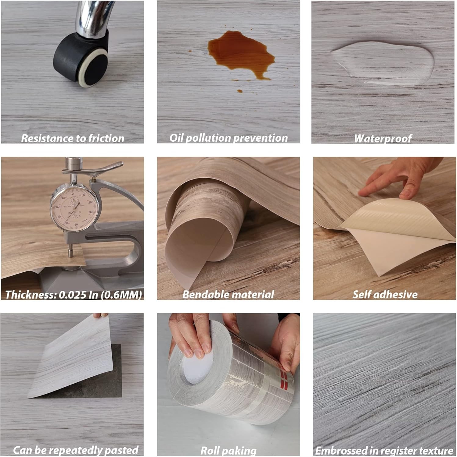 Elegant Peel and Stick Waterproof Flooring – 36 Pack Wood Grain Tiles (54 Sq.Ft)
