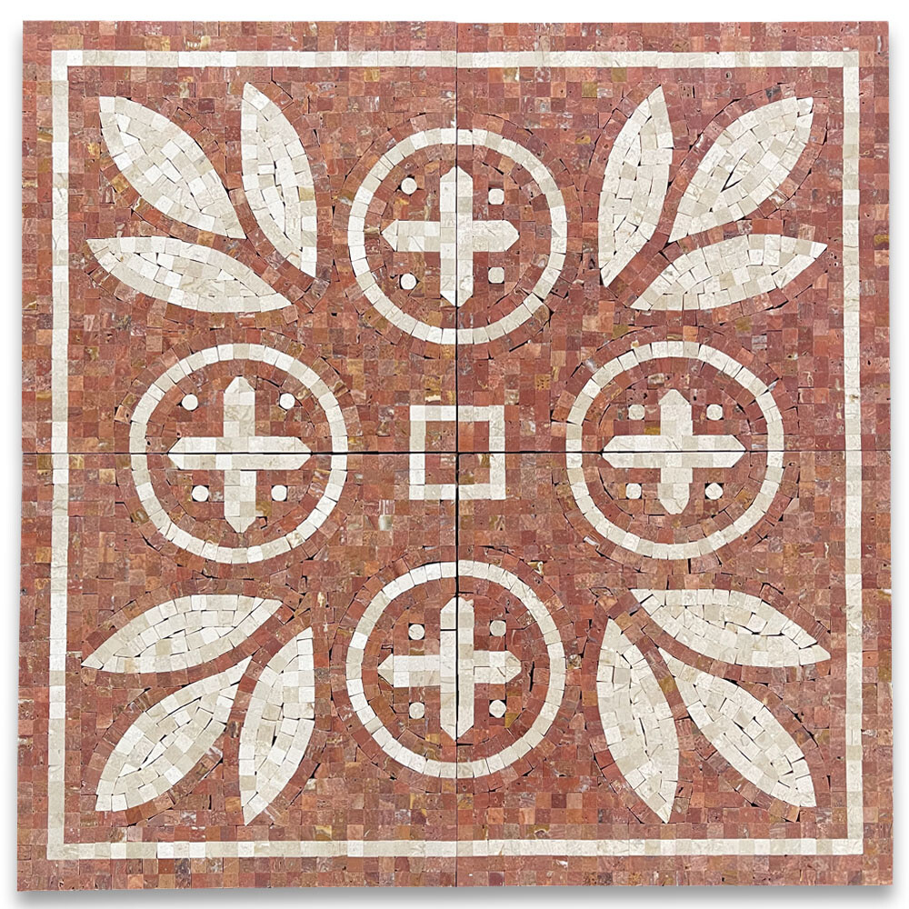 B0111CP Coral Carnelian 11×11 Marble Mosaic Border Corner Tile Polished