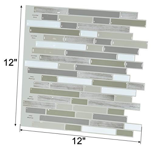 ART3D Peel and Stick Wall Tile for Kitchen/Bathroom Backsplash, 12″x12″ (Multi)