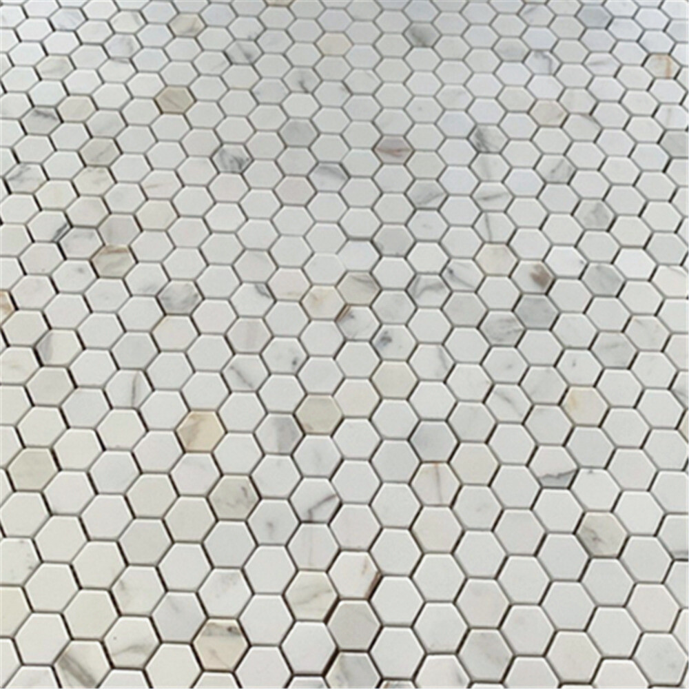 G31XH Calacatta Gold Calcutta Marble 1 inch Hexagon Mosaic Tile Honed