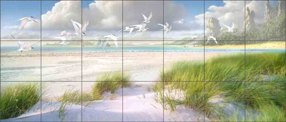 Coastal Tile Backsplash Steve Hunziker Bird Art Ceramic Mural OB-SH838