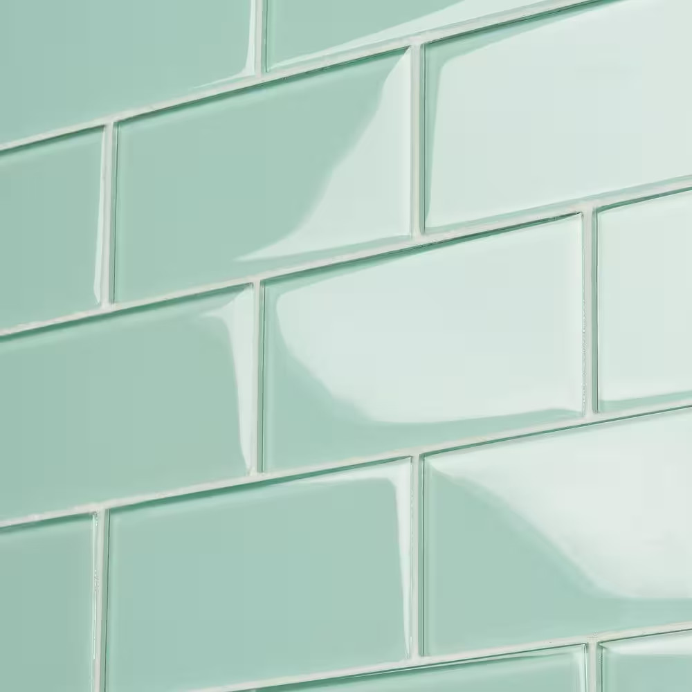 Contempo Spa Green Polished 3 In. X 6 In. X 8 Mm Glass Subway Tile (32 Pieces 4