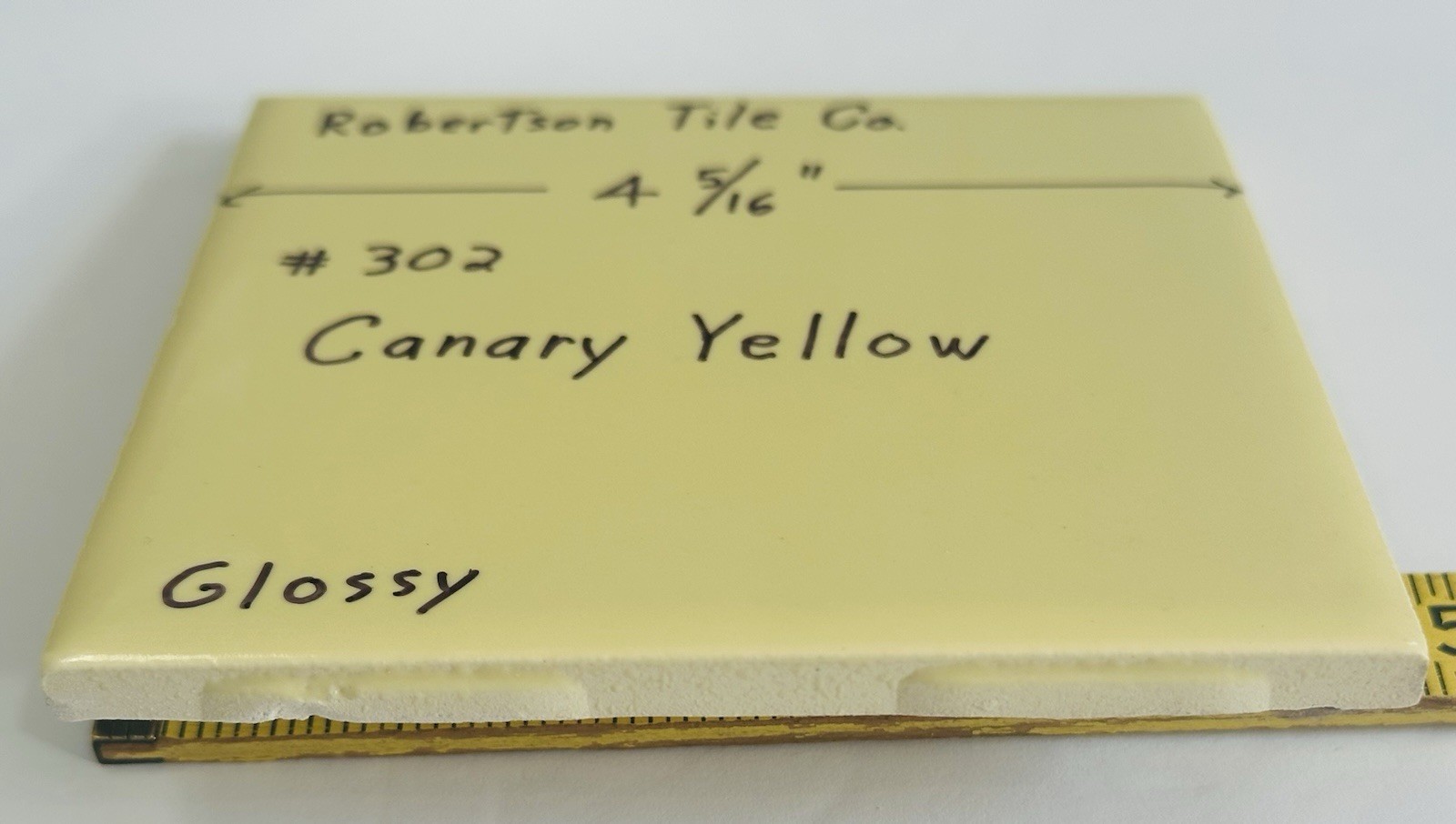 1 pc. Canary Yellow: 4-5/16″ Glossy Ceramic Tile by Robertson Co. #302, NEW