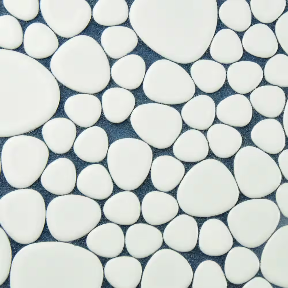 Pebble White 11 In. X 11 In. Porcelain Mosaic Tile (8.6 Sq. Ft./Case)
