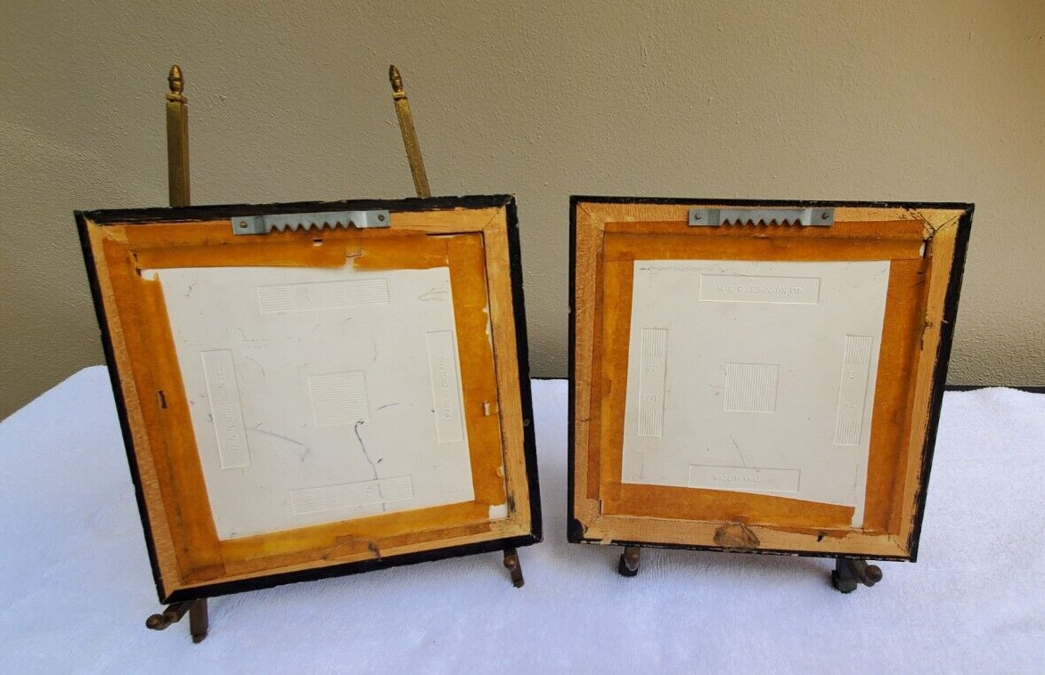 Pair H & R Johnson Ltd, Tiles figures with fruit framed made in England