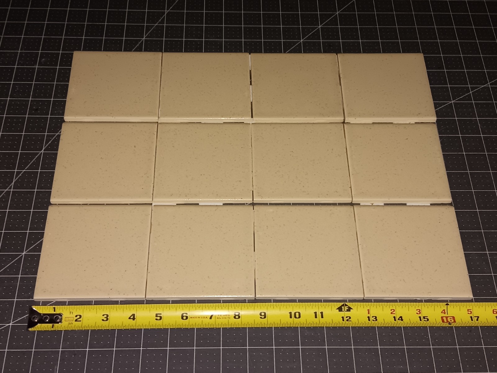 12 pc. American Olean Vintage Ceramic Tile OATMEAL BULLNOSE Bathroom Kitchen NOS