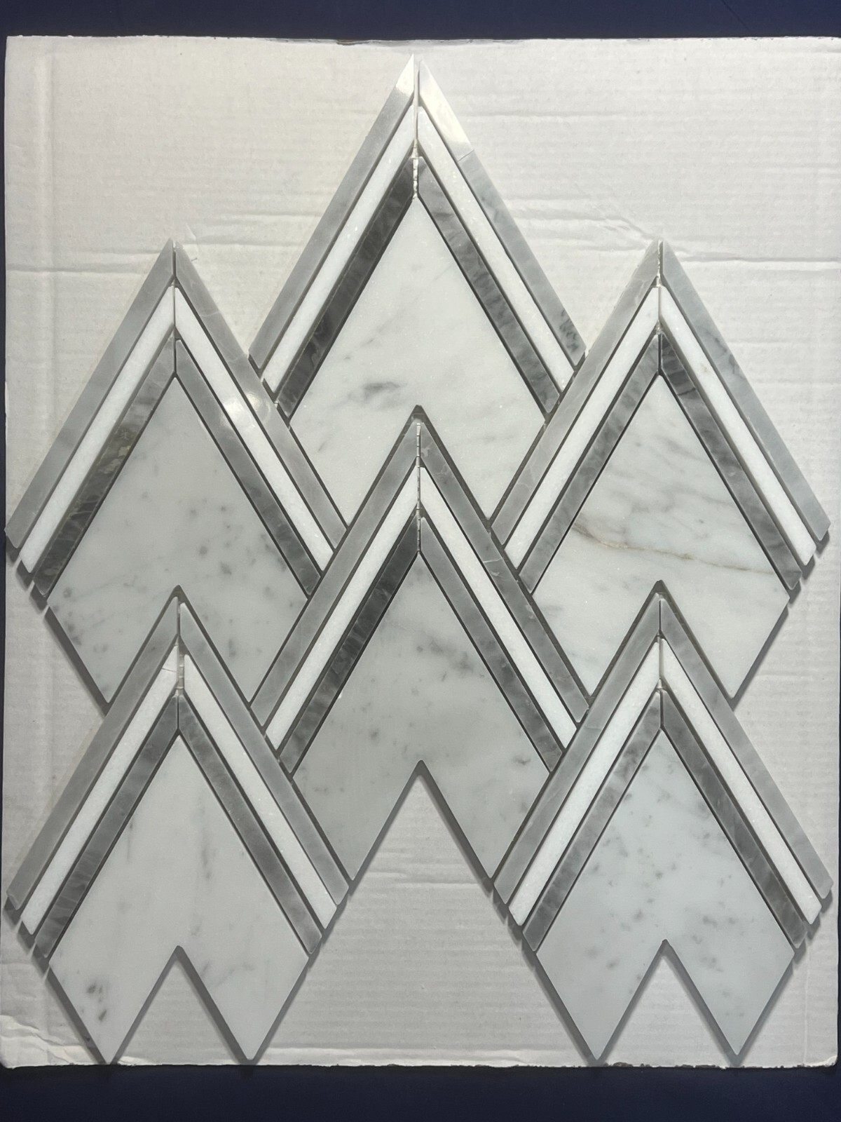 S35 Carrara White Grey Marble Arrow Mosaic Tile Kitchen Bathroom, 7 sheets