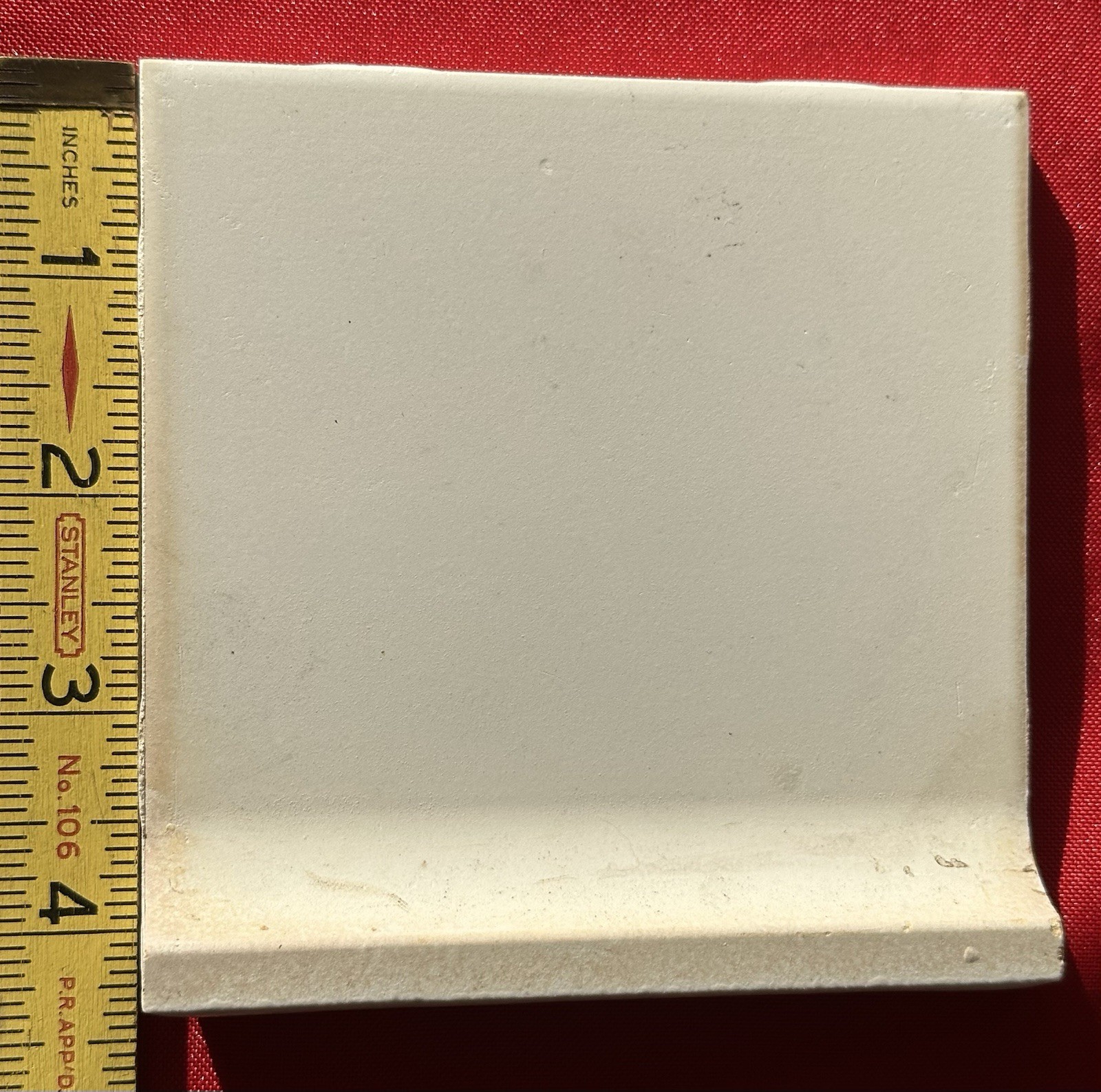 1 pc. Almond: Crystalline Ceramic Radius Bullnose Tile 4-1/4” American Olean