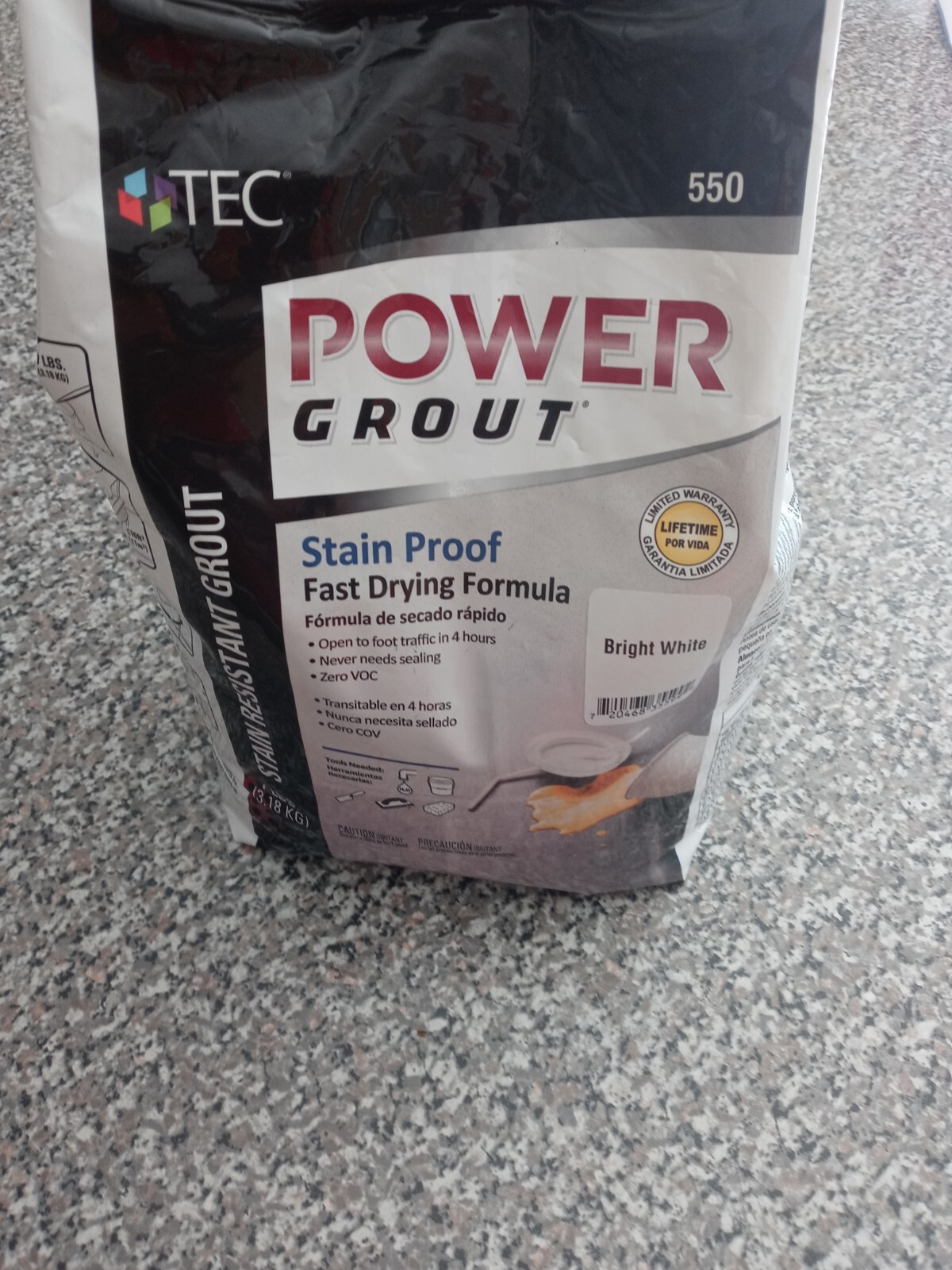TEC Power Grout 550 – 7 lbs Stain Resistant & Fast Drying Formula (BRIGHT WHITE)
