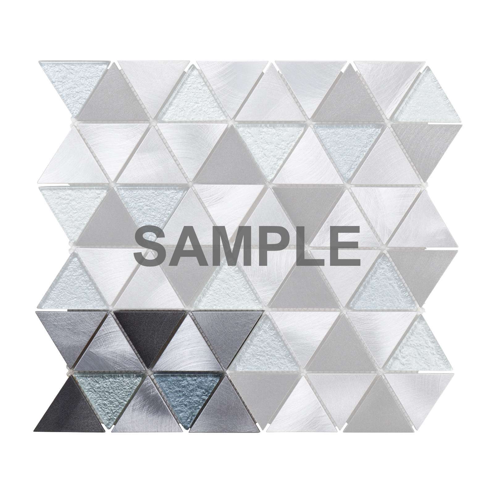 Gray Aluminum Metal Crystal Glass Triangle Mosaic Tile Kitchen Wall Backsplash