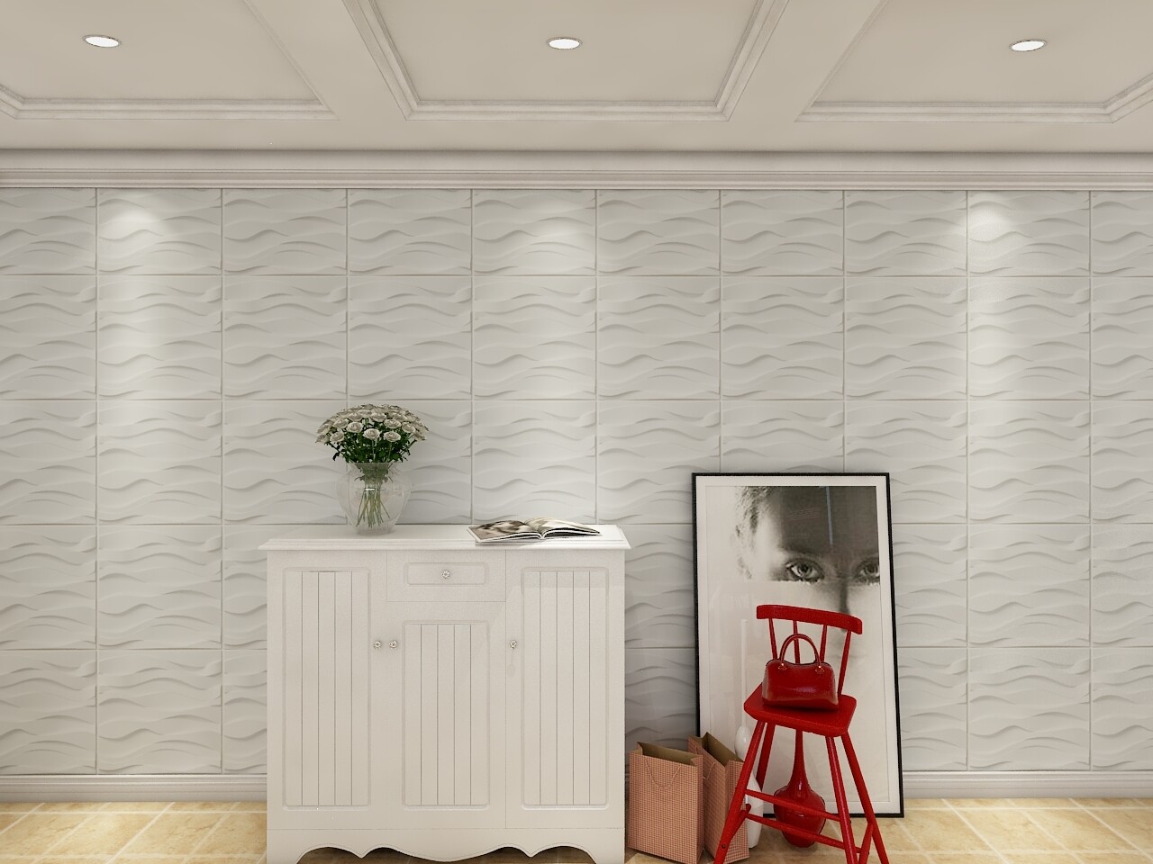 Art3d 12-Pack 19.7″x19.7″ PVC 3D Wall Panel, Decorative Wall Tile, Cover 32 Sqft