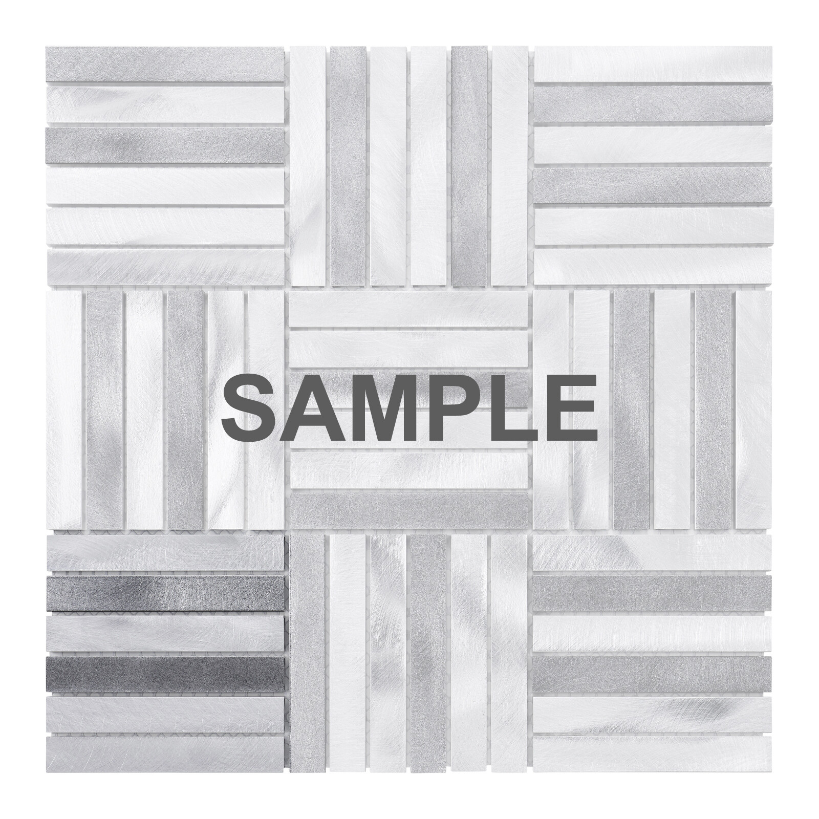 Gray Aluminum Metallic Basketweave Parquet Mosaic Tile Kitchen Wall Backsplash