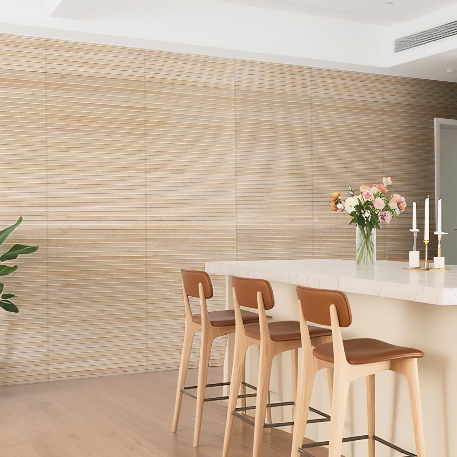 Natural Wall Panel for Interior Wall Decor, Renewable Pole Wrap Wainscoting P…