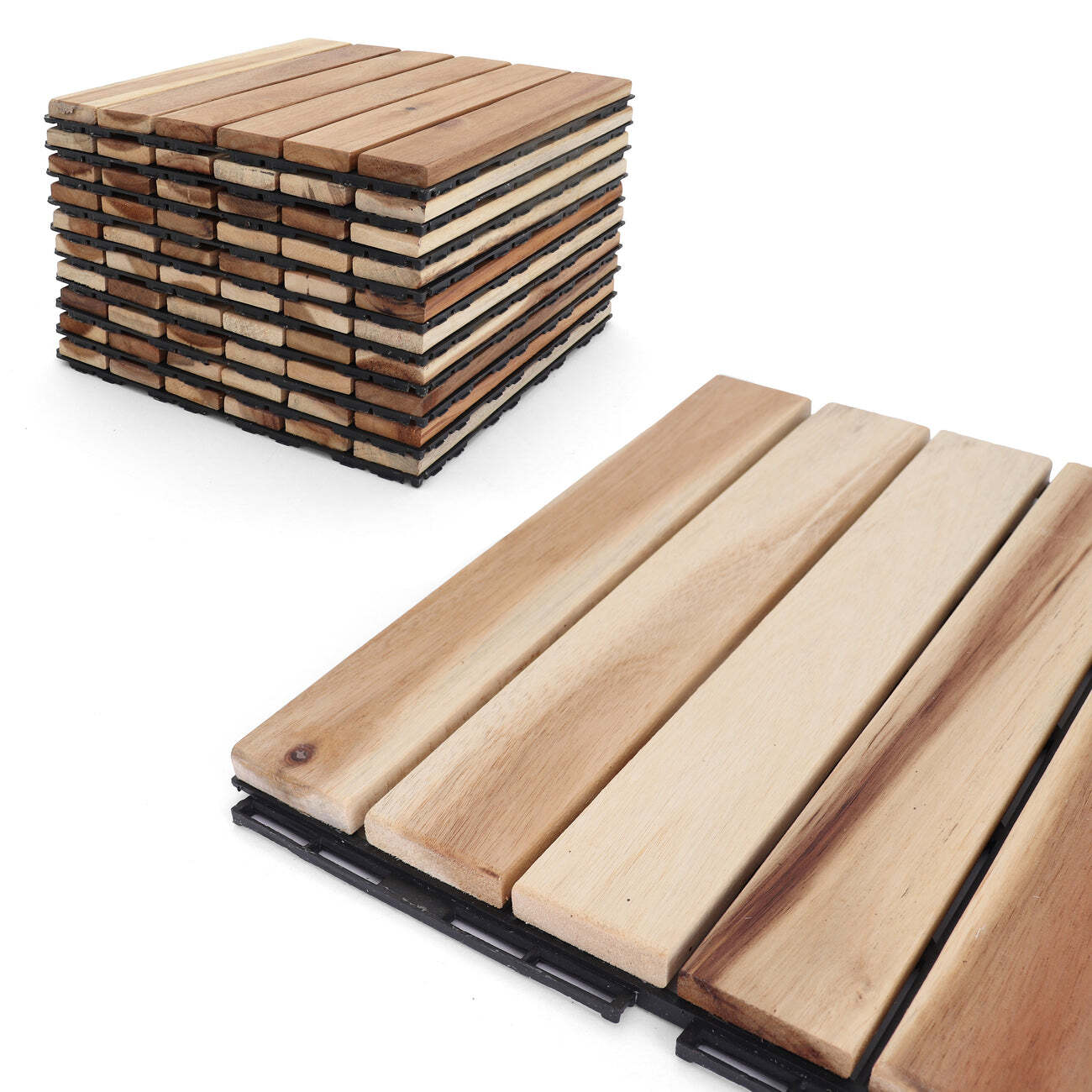 3rd Street Inn Deck Tiles – Interlocking Acacia Patio Tiles – Natural Finish