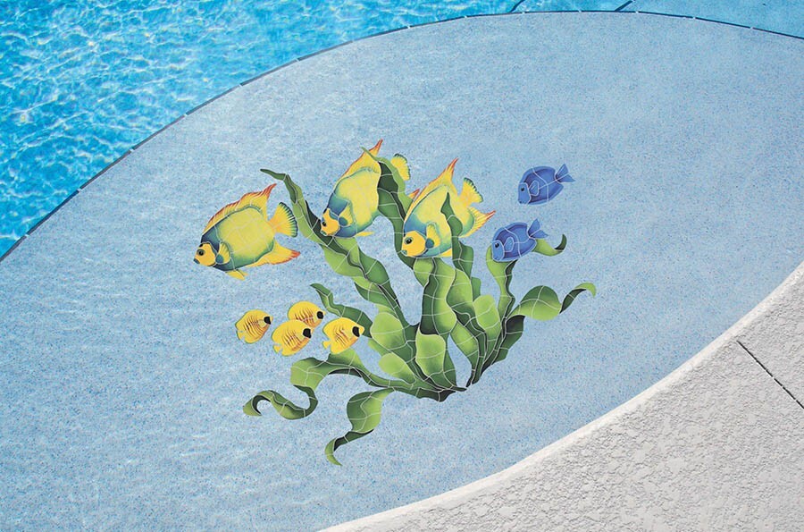 Mosaic Fish Group in Seagrass for Swimming Pool or Wall 48″x34″ – FREE SHIPPING