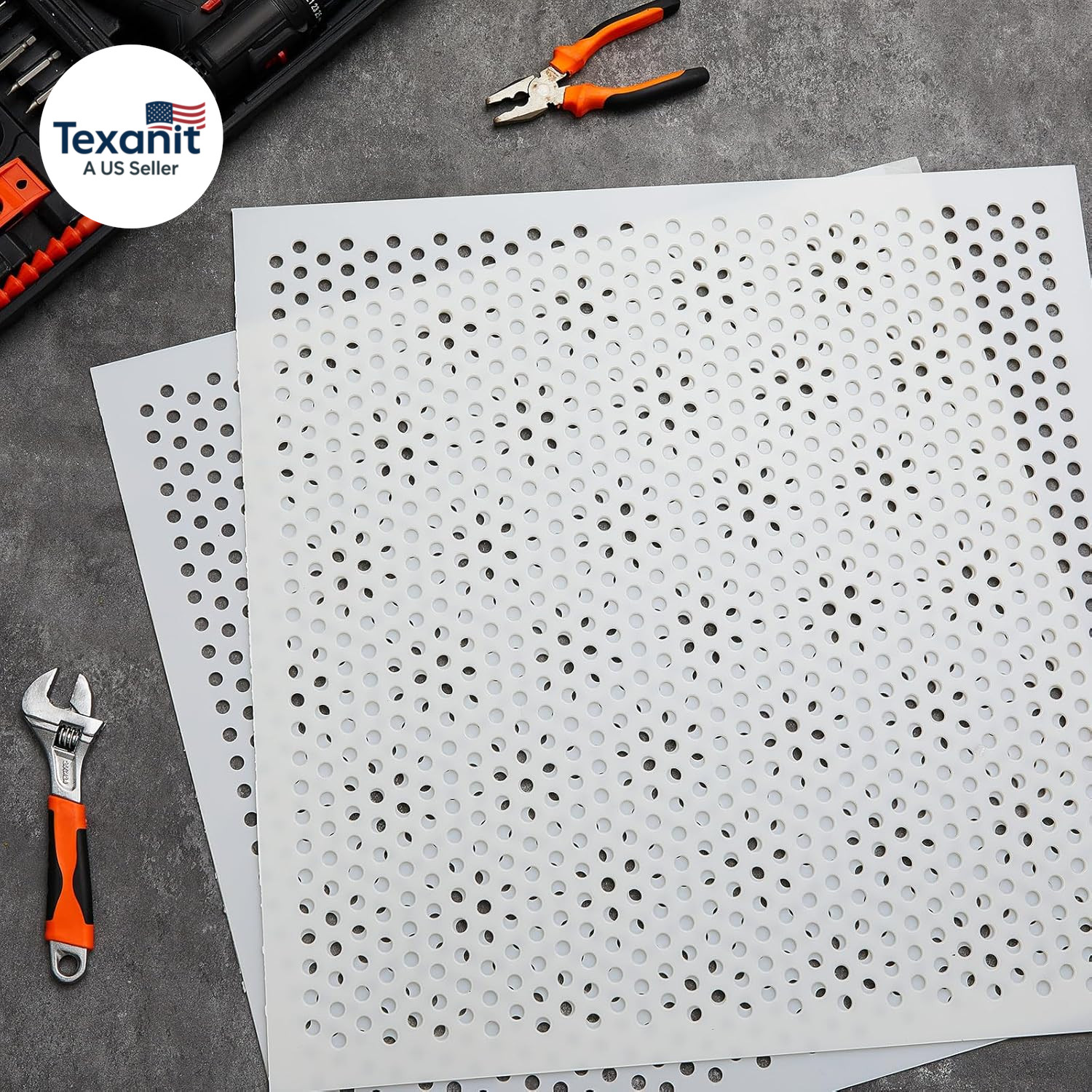 2 Pack 2′ X 2′ Plastic Perforated Tiles with 3/8″ Holes 24″ X 24″ White Drop Cei