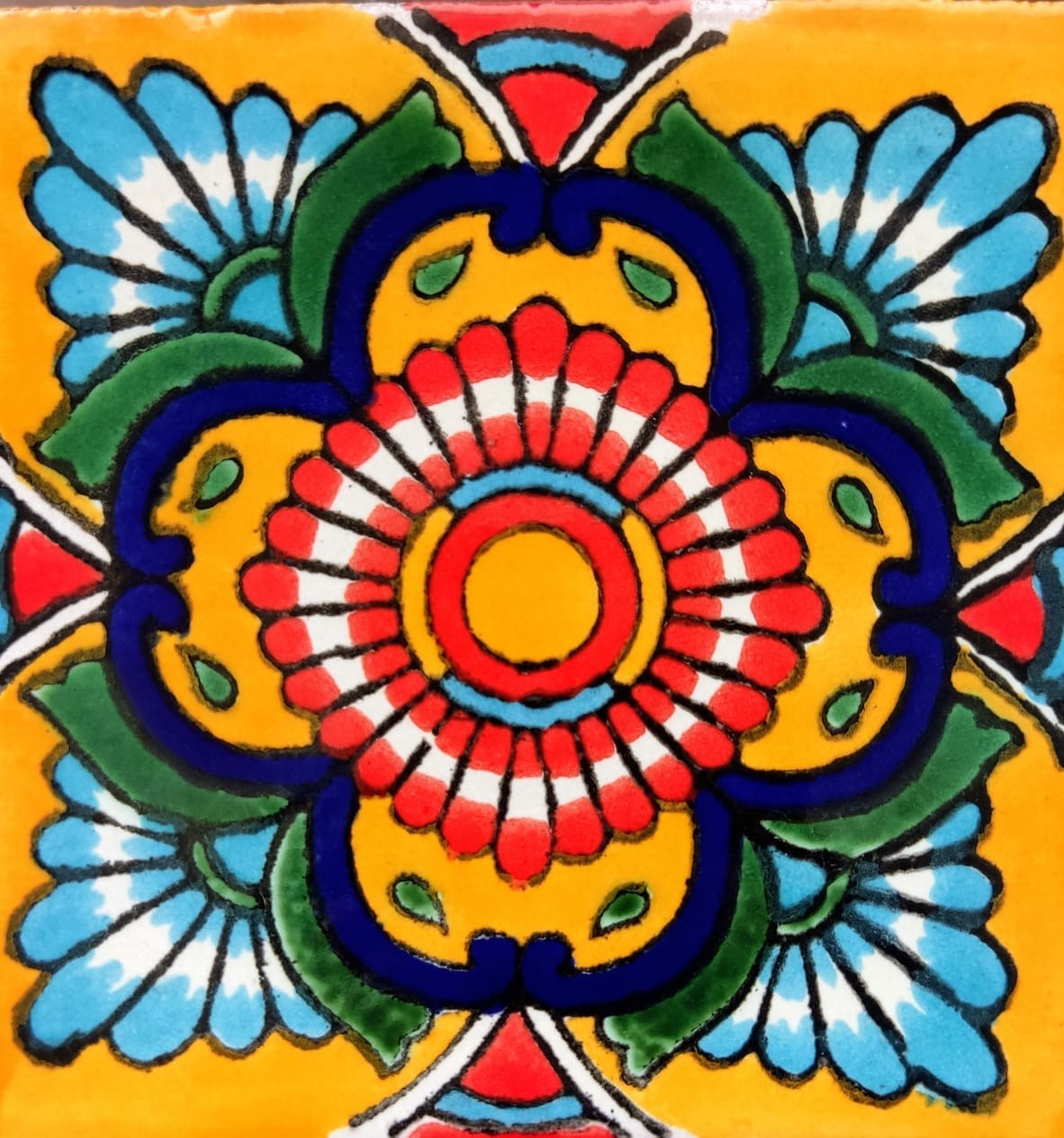 C#131) MEXICAN TILES CERAMIC HAND MADE SPANISH INFLUENCE TALAVERA MOSAIC ART