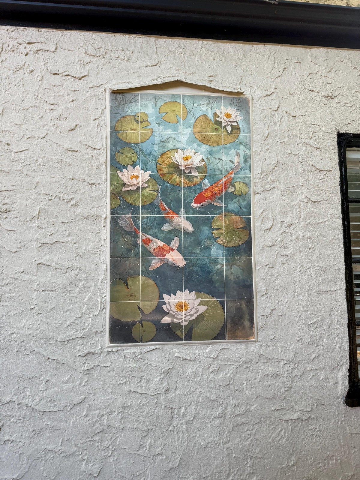 Koi Fish tiles mural, Koi fish pond tiles backsplash, koi on tiles art decor