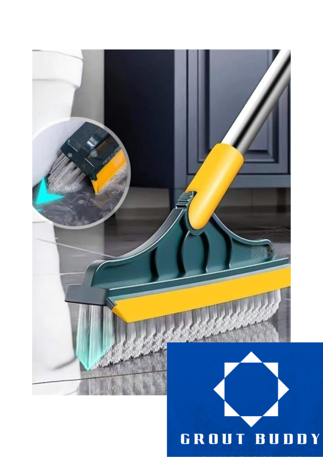 2 in 1 Floor Brush Scrubber with Grout Brush Scrape Stiff Bristle