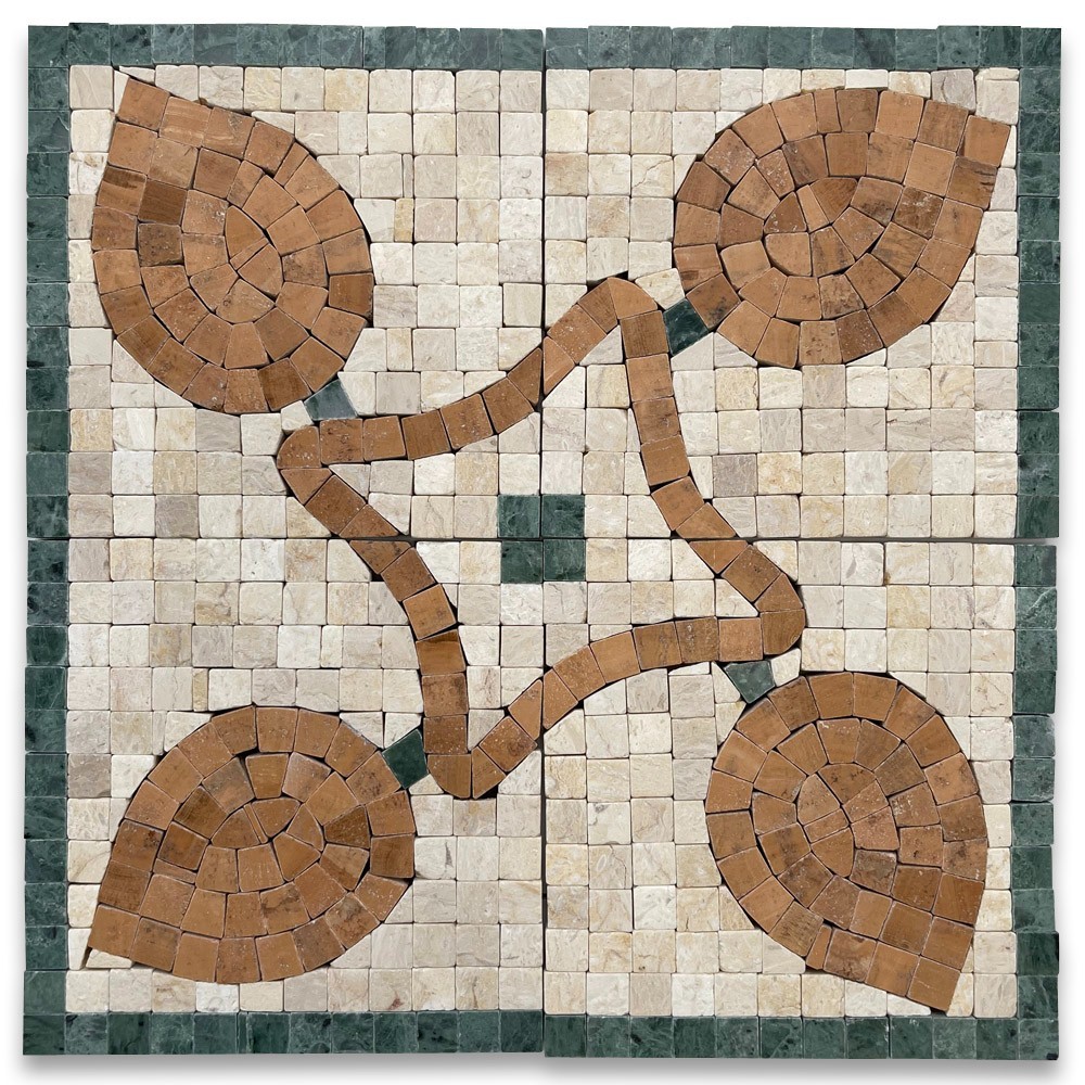 B0044CPT Marble Mosaic Border Accent Tile Bud Yellow Wooden 4.7×4.7 Polished
