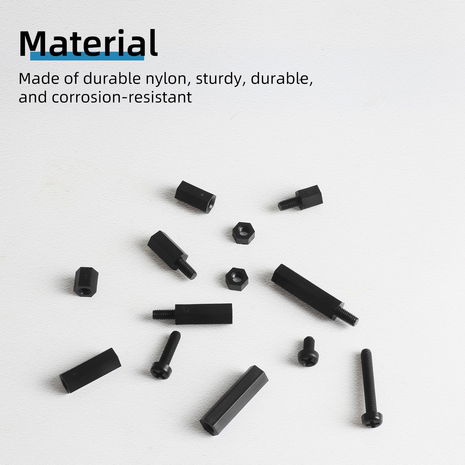 Meafeng 600PCS M3 Male Female Nylon Hex Spacer Standoffs M3, Black