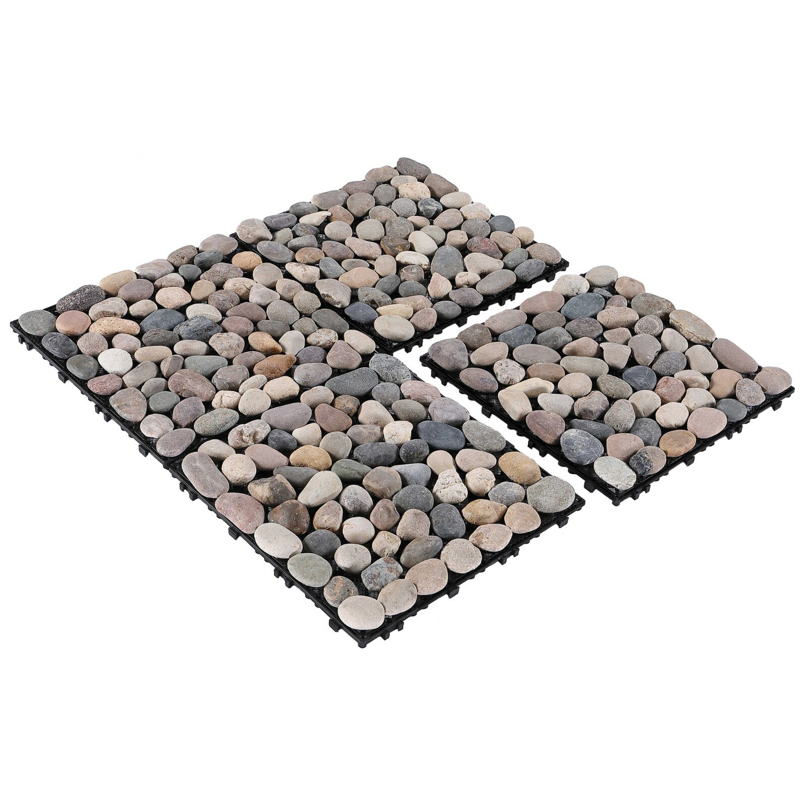 PURE ERA Pebble Interlocking Floor Deck Tiles Indoor Outdoor Use 12″x12″
