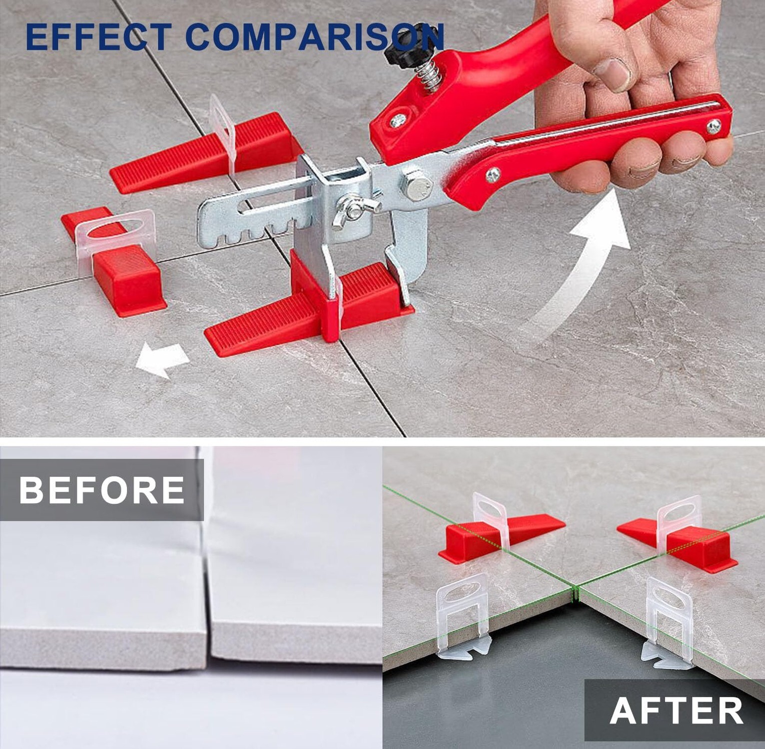 Tile Leveling System Clips 1/32″ Tiles Leveler Spacers 1mm Tile Tools Set 200…