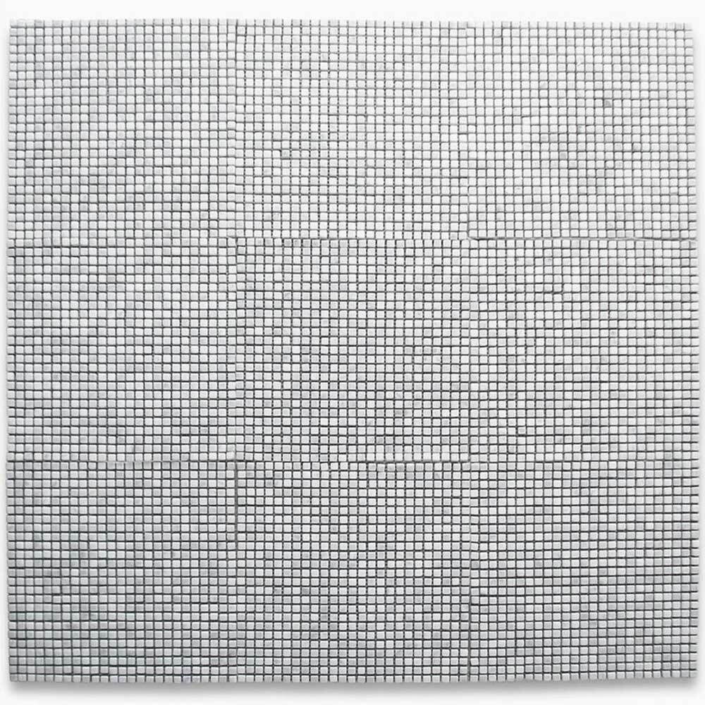 C21XH Carrara White Marble 3/8″ Grid Square Mosaic Tile Honed Bianco Venato