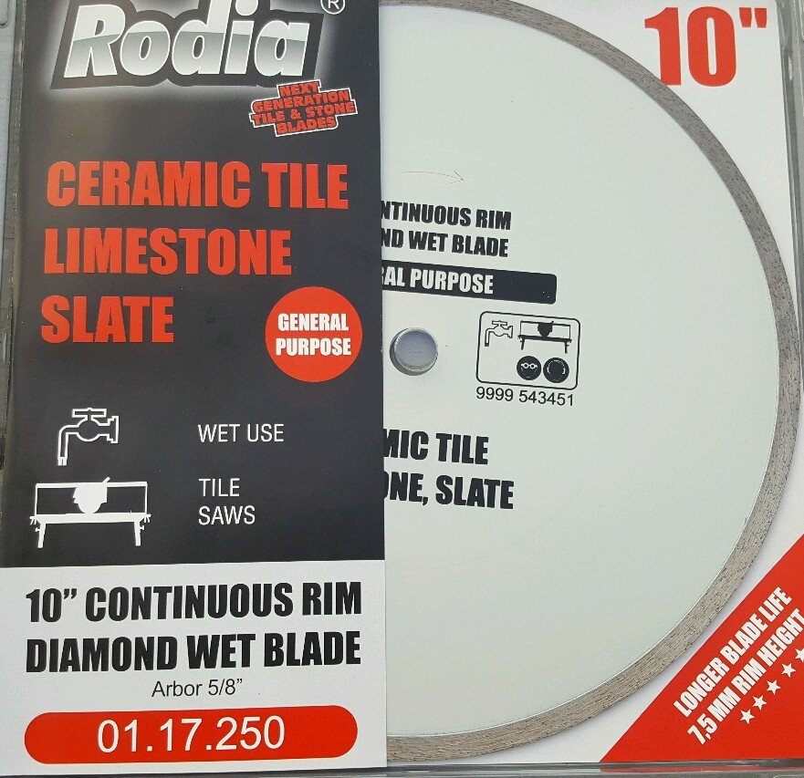 Rodia 01.17.250 ceramic tile limestone slate 10″ continuous rim diamond wet blad