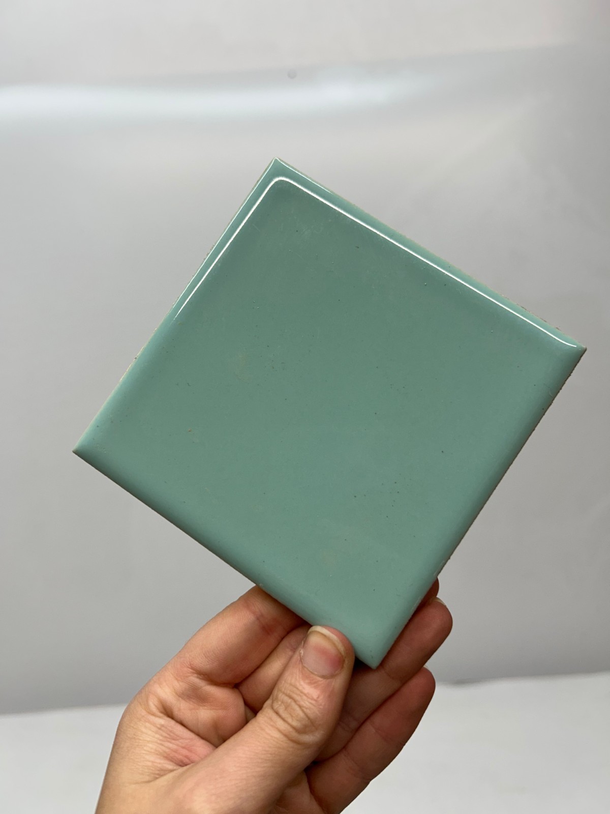 50 Vtg USQTCO Romany Ceramic Tile Blue Green MCM 4.25″ Tiles Kitchen Bath Used A