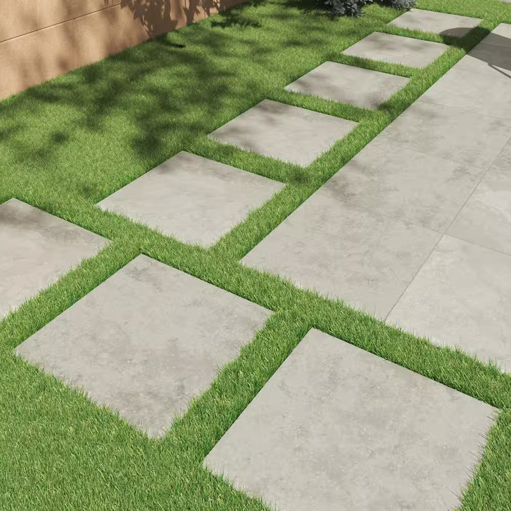 Argento Travertino 2 Cm. X 24 In. X 24 In. Matte Porcelain Stone Look Paver Tile