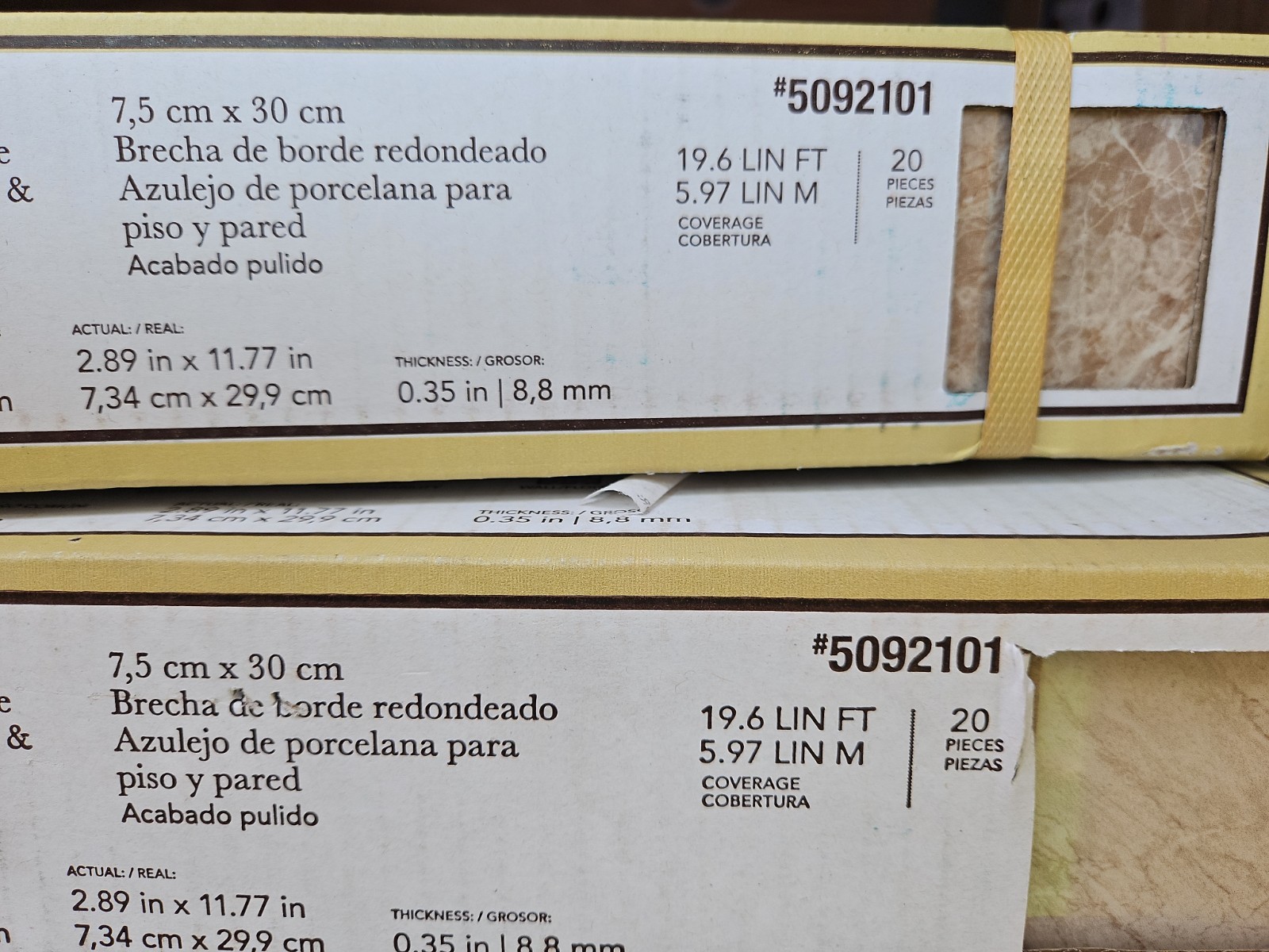 allen + roth Breccia 3-in x 12-in Polished Porcelain Bullnose Tile, 1 Case Each