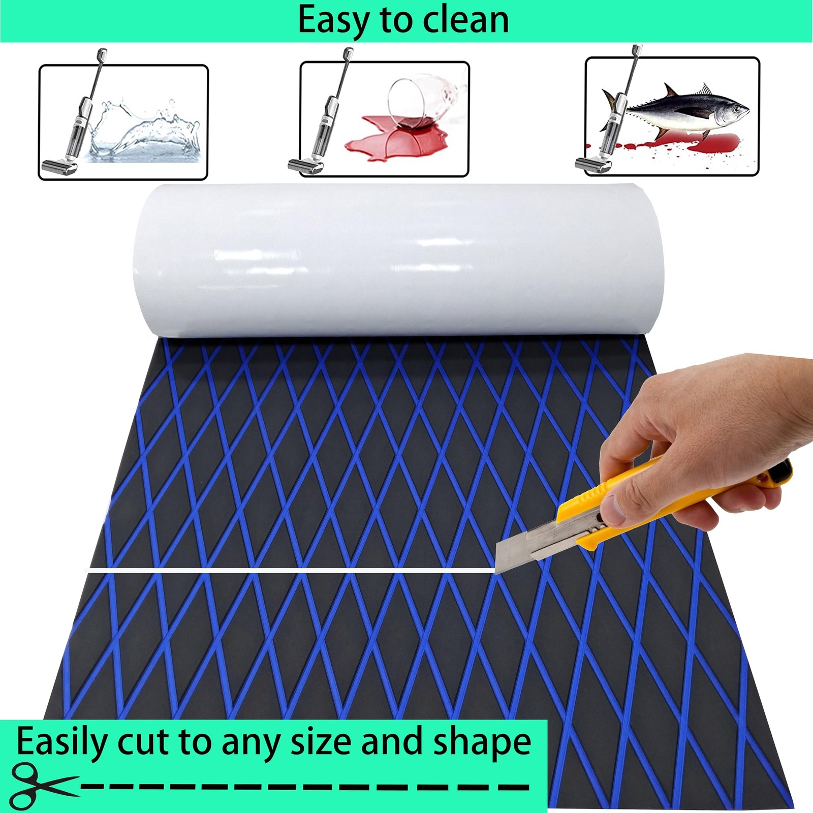 Boat Flooring EVA Foam Boat Decking Faux Teak Marine Sea Deck Non-Slip Mat fo…