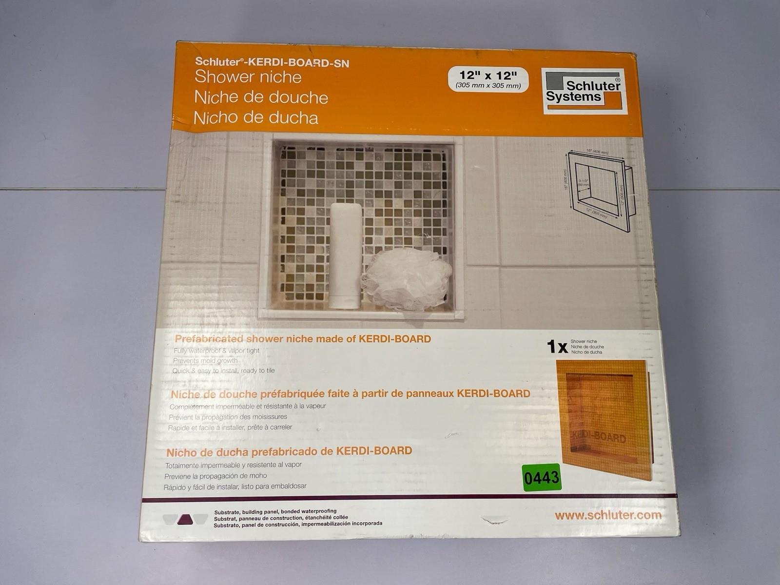 Schluter KERDI-BOARD-SN Shower Niche 12×12 Waterproof Tile Ready Open Box