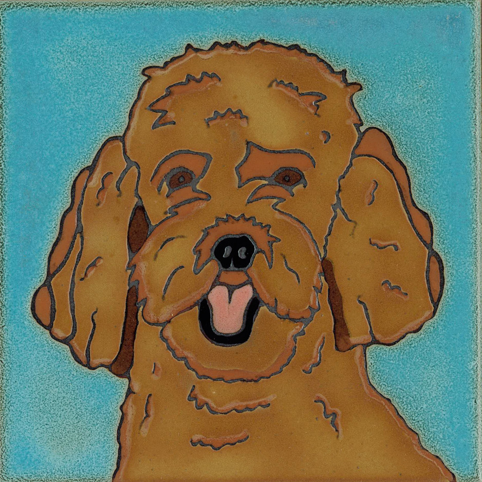Ceramic Tile Black Poodle Dog hot plate wall decor installation backsplash art