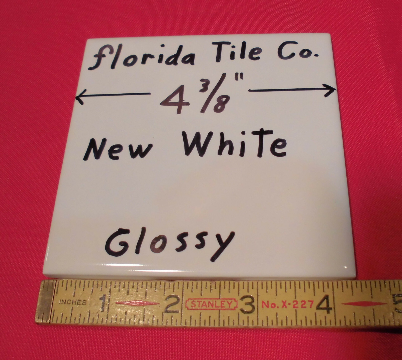 1 pc. 4-3/8″ *New White #100* Glossy Ceramic Wall Tile by florida Co. NOS
