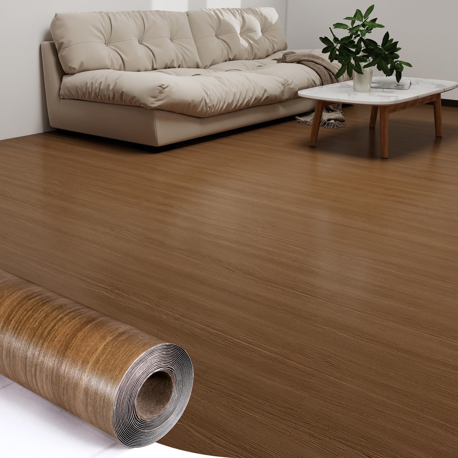 Wood Grain Peel and Stick Floor Tiles 11.8″ x 118″ Roll, Self Adhesive Vinyl …